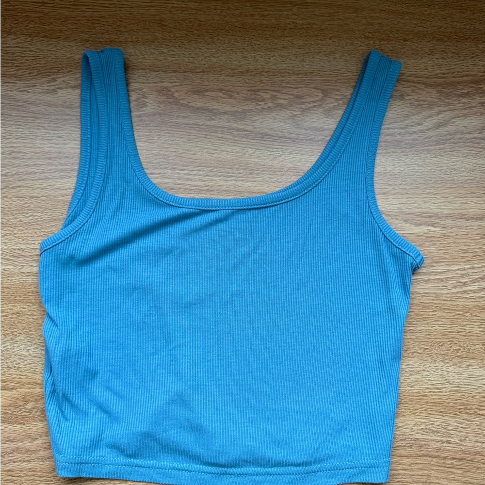 Blue Ribbed Tank Top